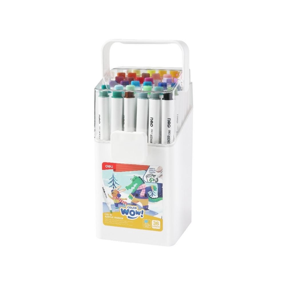 Акрилни маркери Deli Color wow! EC192-36, 36 цвята, PP опаковка Акрилни маркери Deli Color wow! EC192-36, 36 цвята, PP опаковка