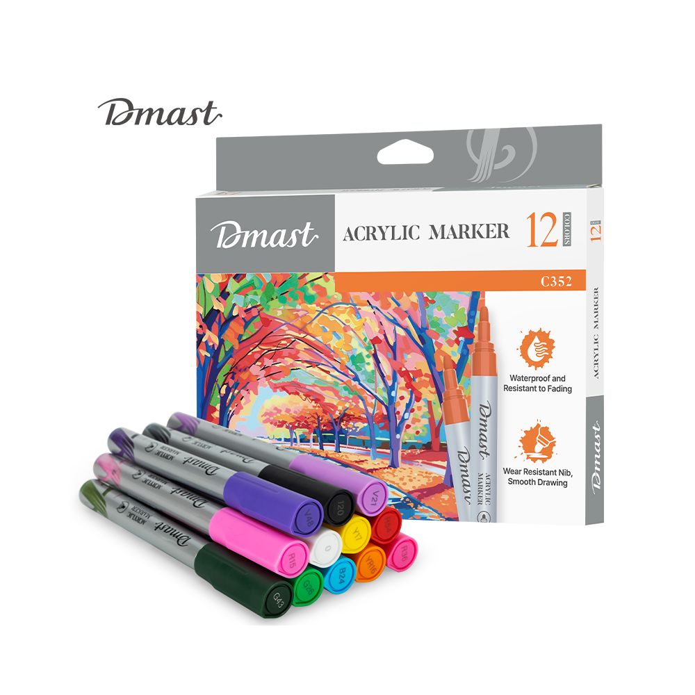 Акрилни маркери Deli Dmast EC352, объл връх 2 мм, 12 цвята