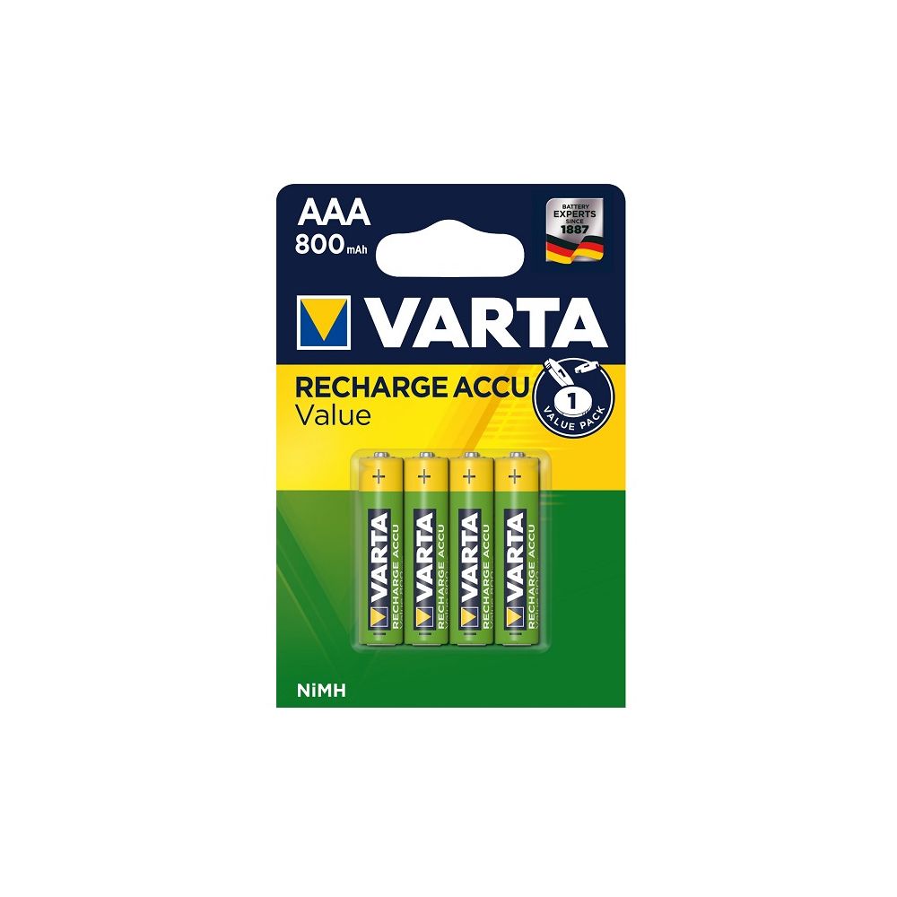 Акумулаторна батерия VARTA NiMH, AAA, HR03, 800 mAh, блистер 4 бр.
