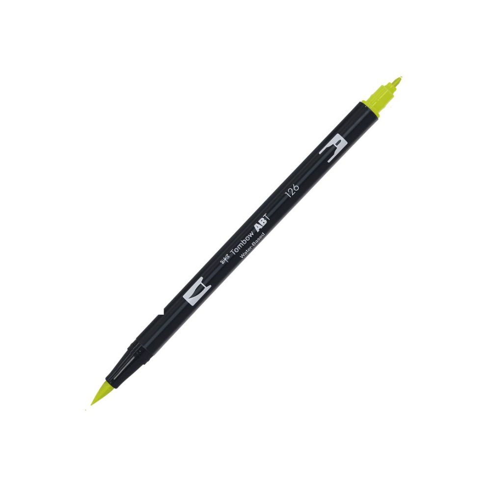 Aкварелен двувърх маркер Tombow ABT Dual Brush, четка 3.5 мм, връх 0.8 мм, 126 light olive