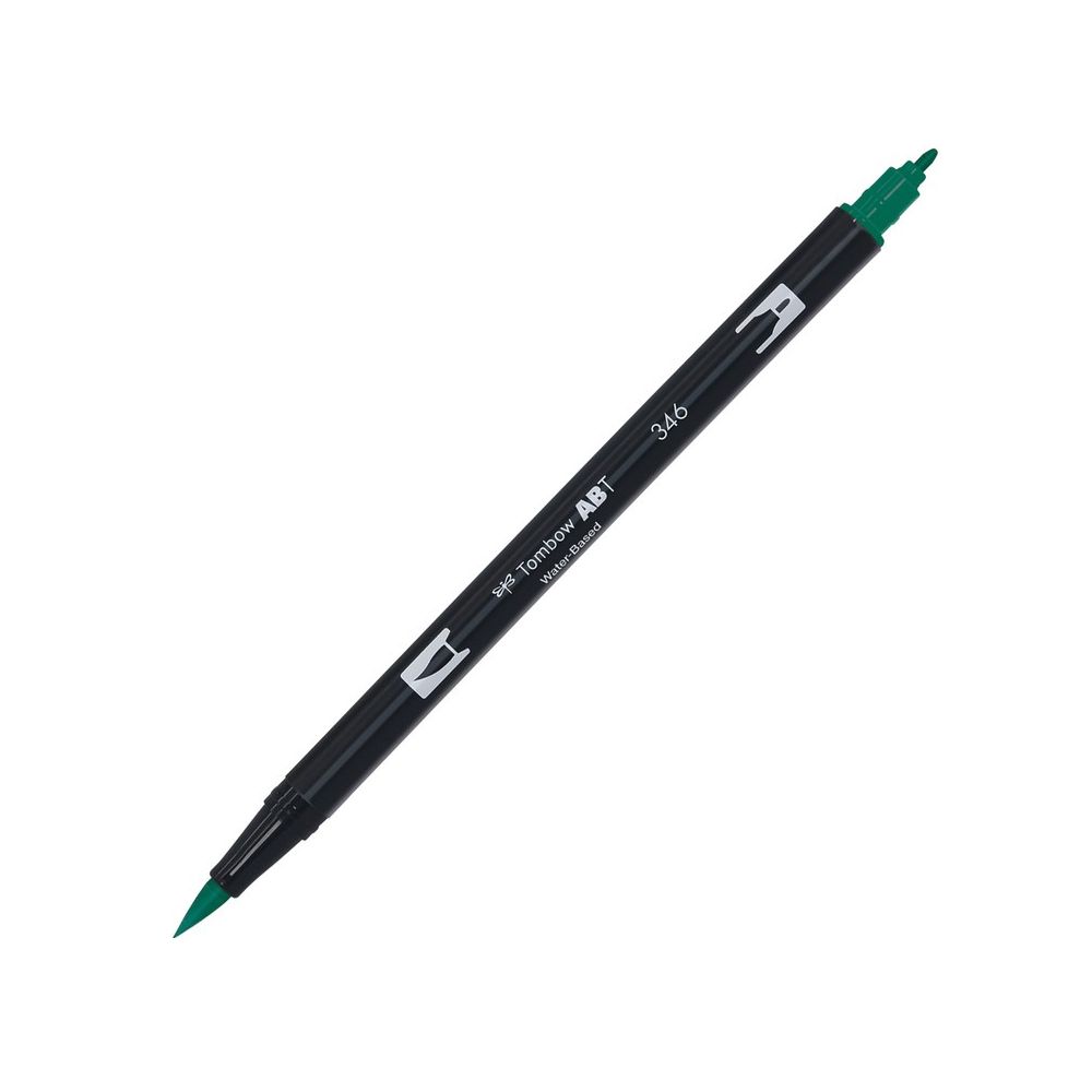 Aкварелен двувърх маркер Tombow ABT Dual Brush, четка 3.5 мм, връх 0.8 мм, 346 sea green