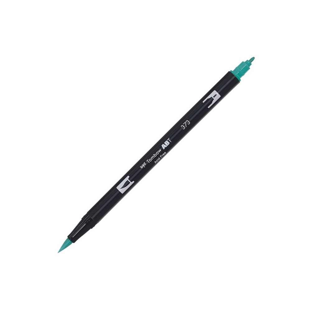 Aкварелен двувърх маркер Tombow ABT Dual Brush, четка 3.5 мм, връх 0.8 мм, 373 sea blue