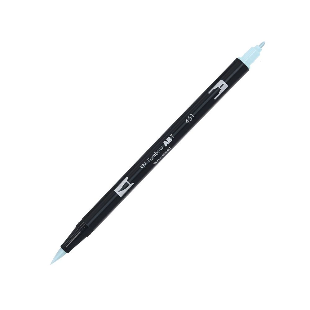 Aкварелен двувърх маркер Tombow ABT Dual Brush, четка 3.5 мм, връх 0.8 мм, 451 sky blue