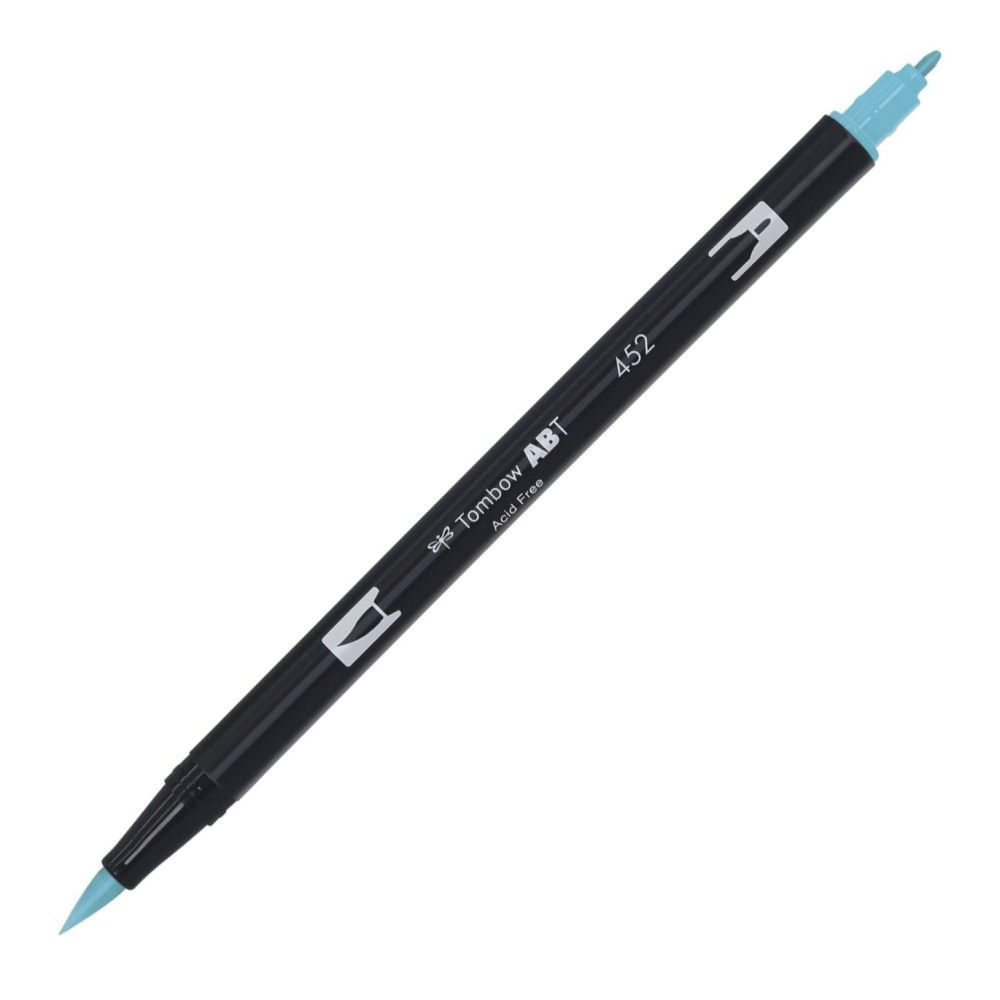 Aкварелен двувърх маркер Tombow ABT Dual Brush, четка 3.5 мм, връх 0.8 мм, 452 process blue