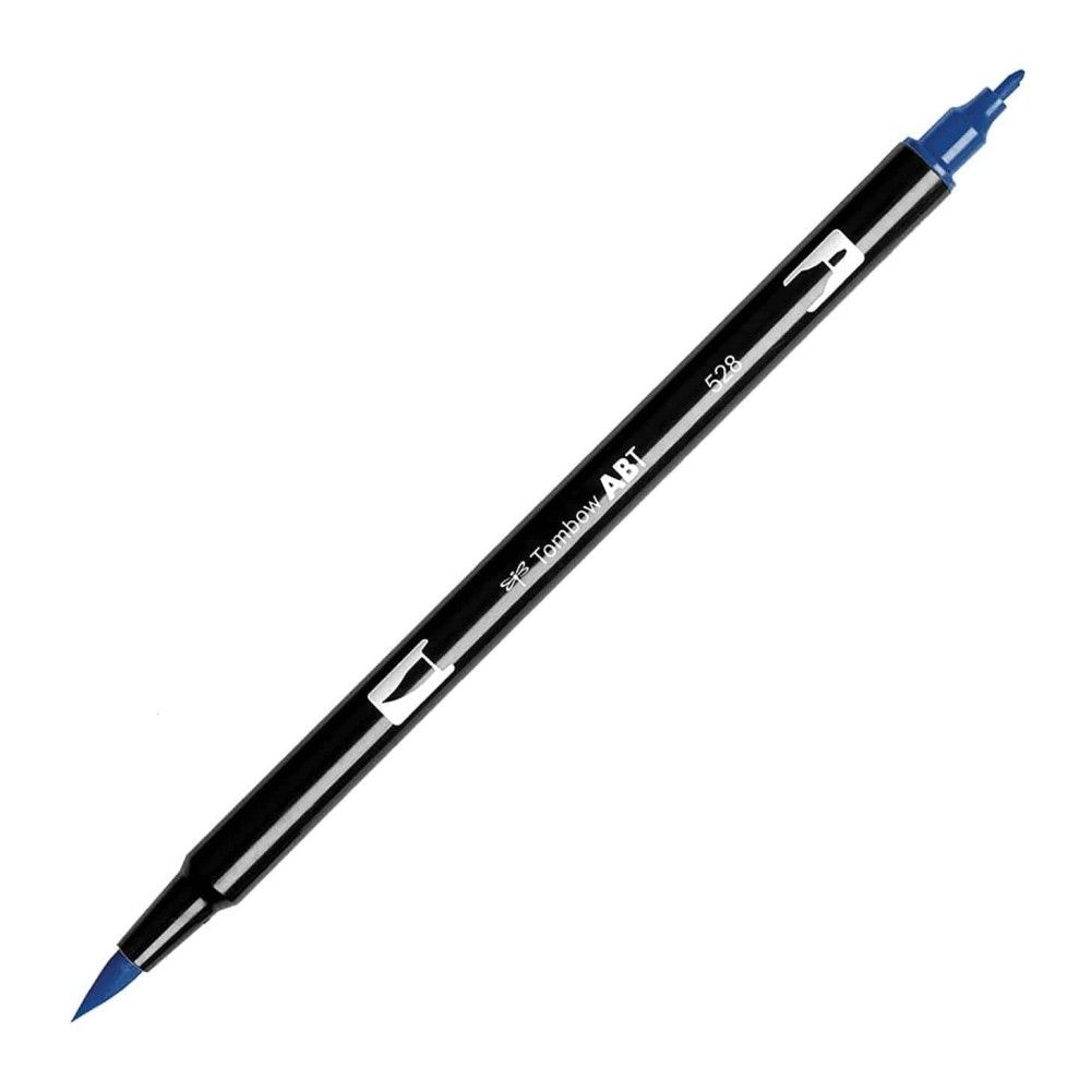 Aкварелен двувърх маркер Tombow ABT Dual Brush, четка 3.5 мм, връх 0.8 мм, 528 navy blue