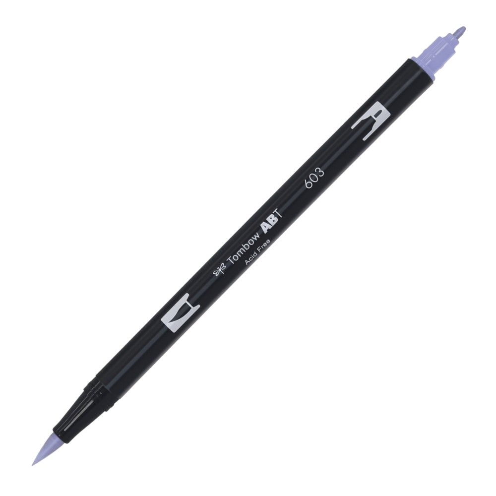Aкварелен двувърх маркер Tombow ABT Dual Brush, четка 3.5 мм, връх 0.8 мм, 603 periwinkle