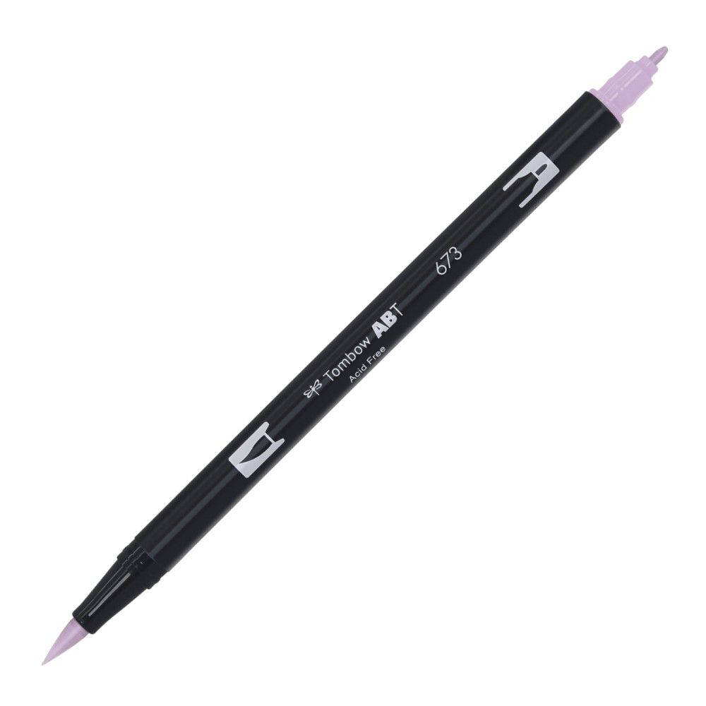 Aкварелен двувърх маркер Tombow ABT Dual Brush, четка 3.5 мм, връх 0.8 мм, 673 orchid