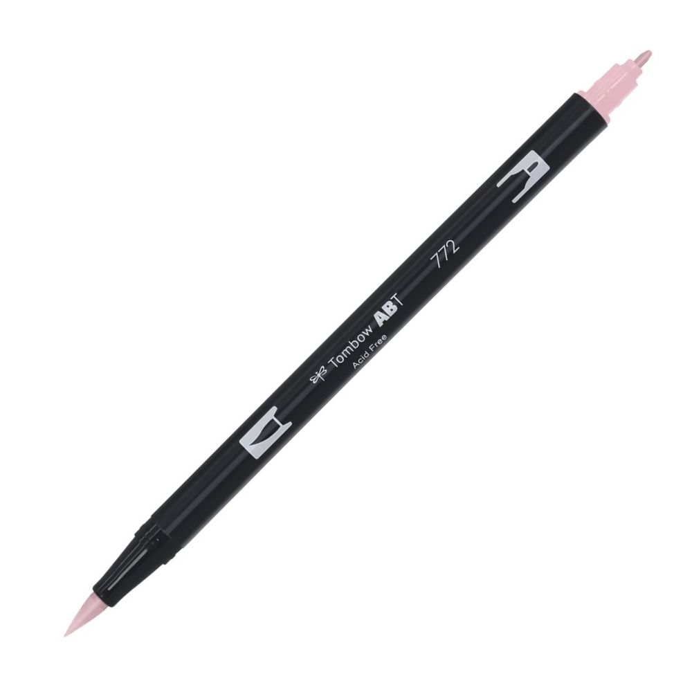 Aкварелен двувърх маркер Tombow ABT Dual Brush, четка 3.5 мм, връх 0.8 мм, 772 dusty rose