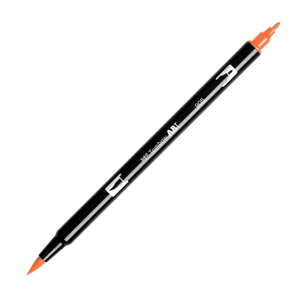 Aкварелен двувърх маркер Tombow ABT Dual Brush, четка 3.5 мм, връх 0.8 мм, 905 red