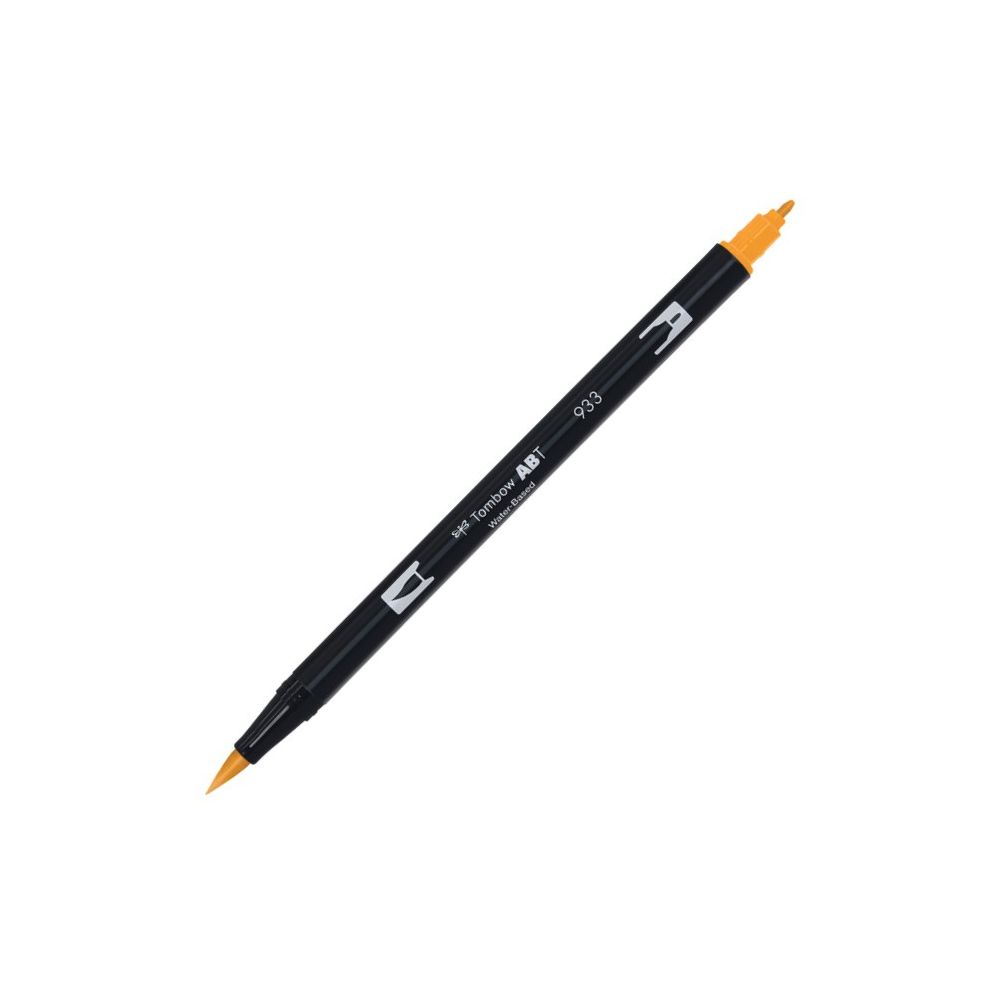 Aкварелен двувърх маркер Tombow ABT Dual Brush, четка 3.5 мм, връх 0.8 мм, 933 orange