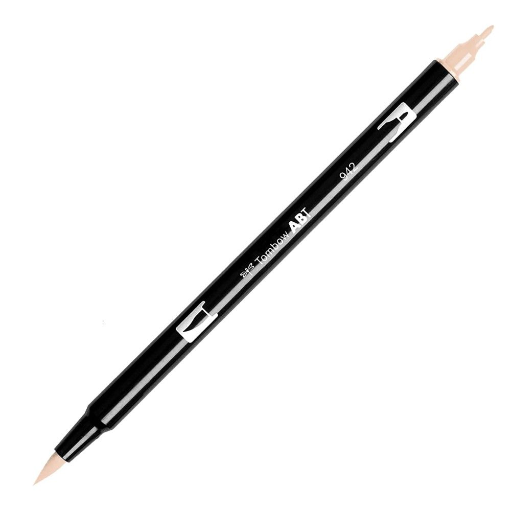 Aкварелен двувърх маркер Tombow ABT Dual Brush, четка 3.5 мм, връх 0.8 мм, 942 cappuccino