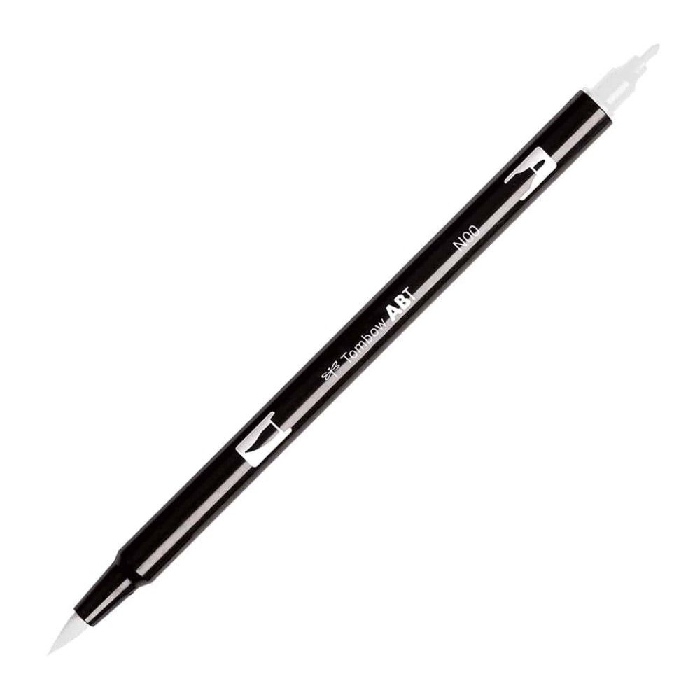 Aкварелен двувърх маркер Tombow ABT Dual Brush, четка 3.5 мм, връх 0.8 мм, N00 blender pen