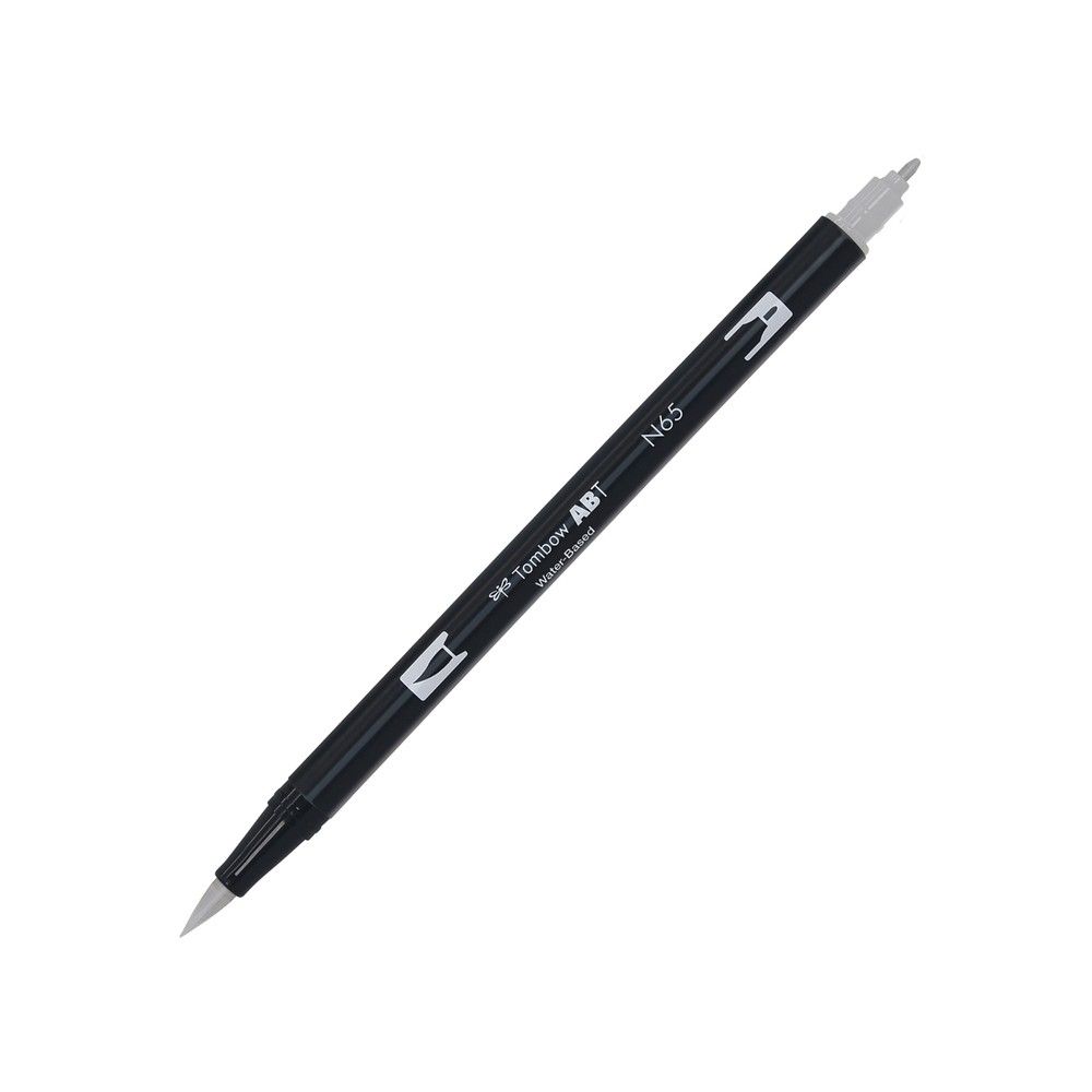 Aкварелен двувърх маркер Tombow ABT Dual Brush, четка 3.5 мм, връх 0.8 мм, N65 cool grey 5