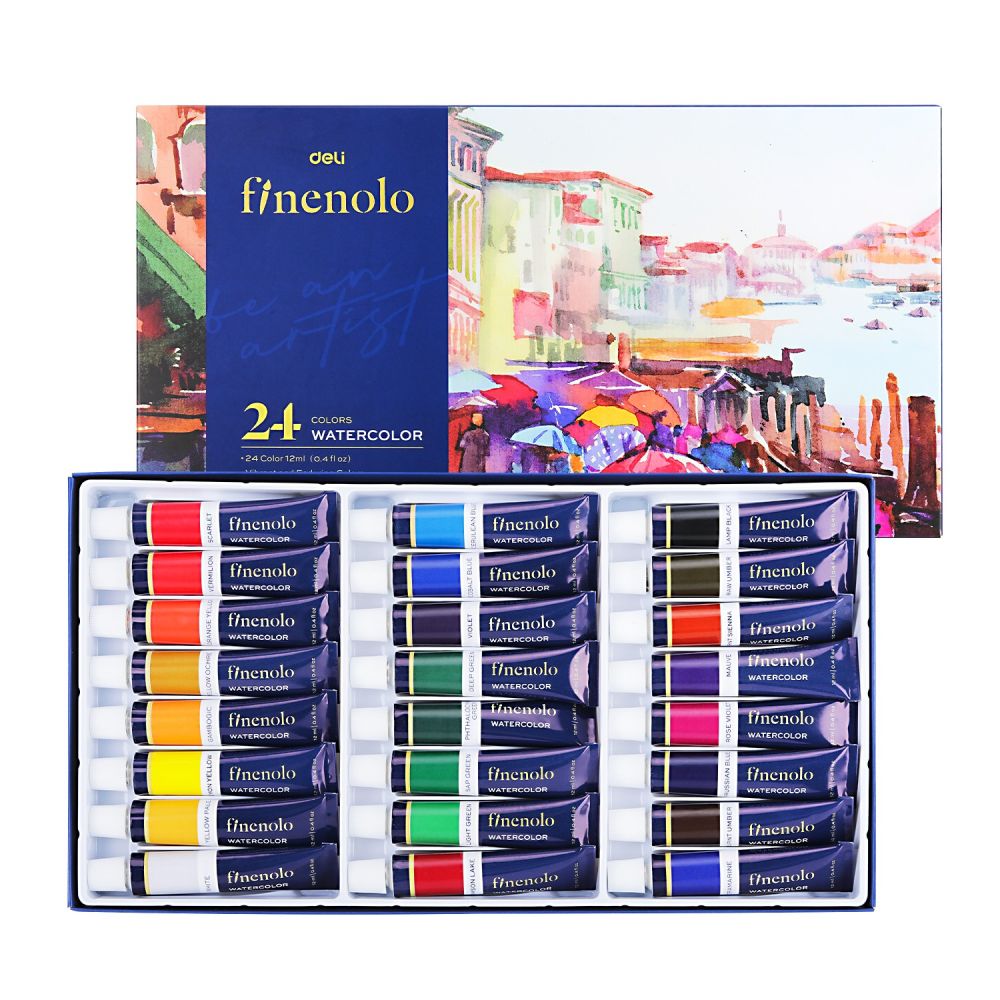 Акварелни бои Deli Finenolo EC19-24, в тубички 12 мл, 24 цвята