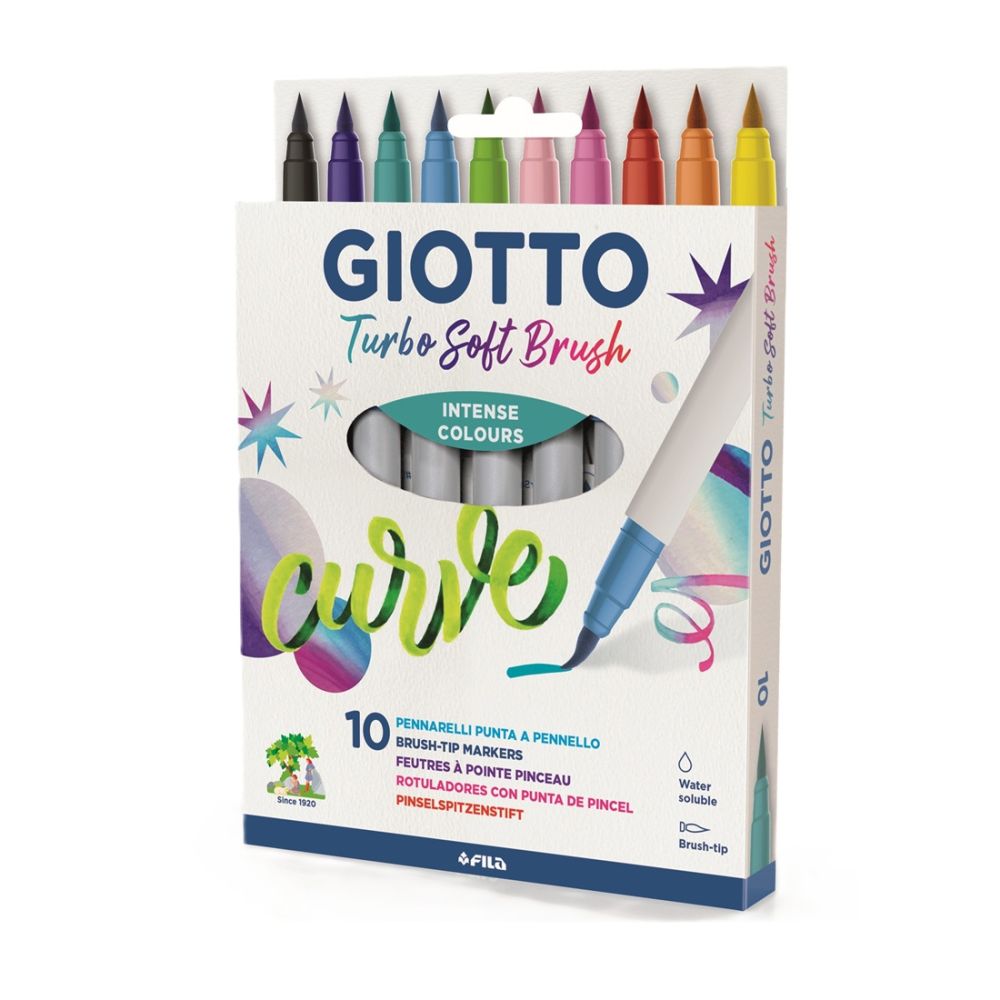 Акварелни маркери-четка GIOTTO Turbo Soft Brush,10 интензивни цвята