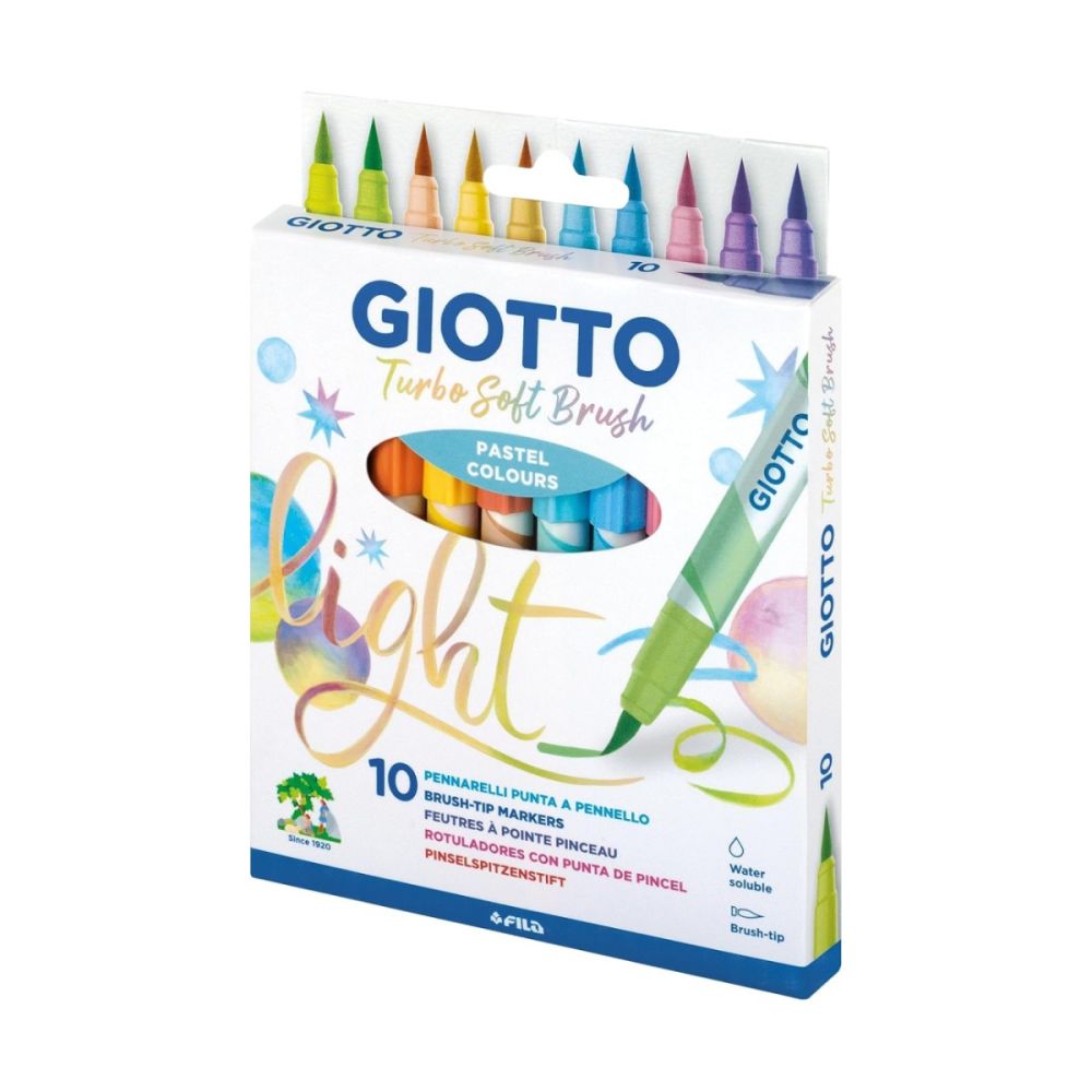 Акварелни маркери-четка GIOTTO Turbo Soft Brush, 10 пастелни цвята