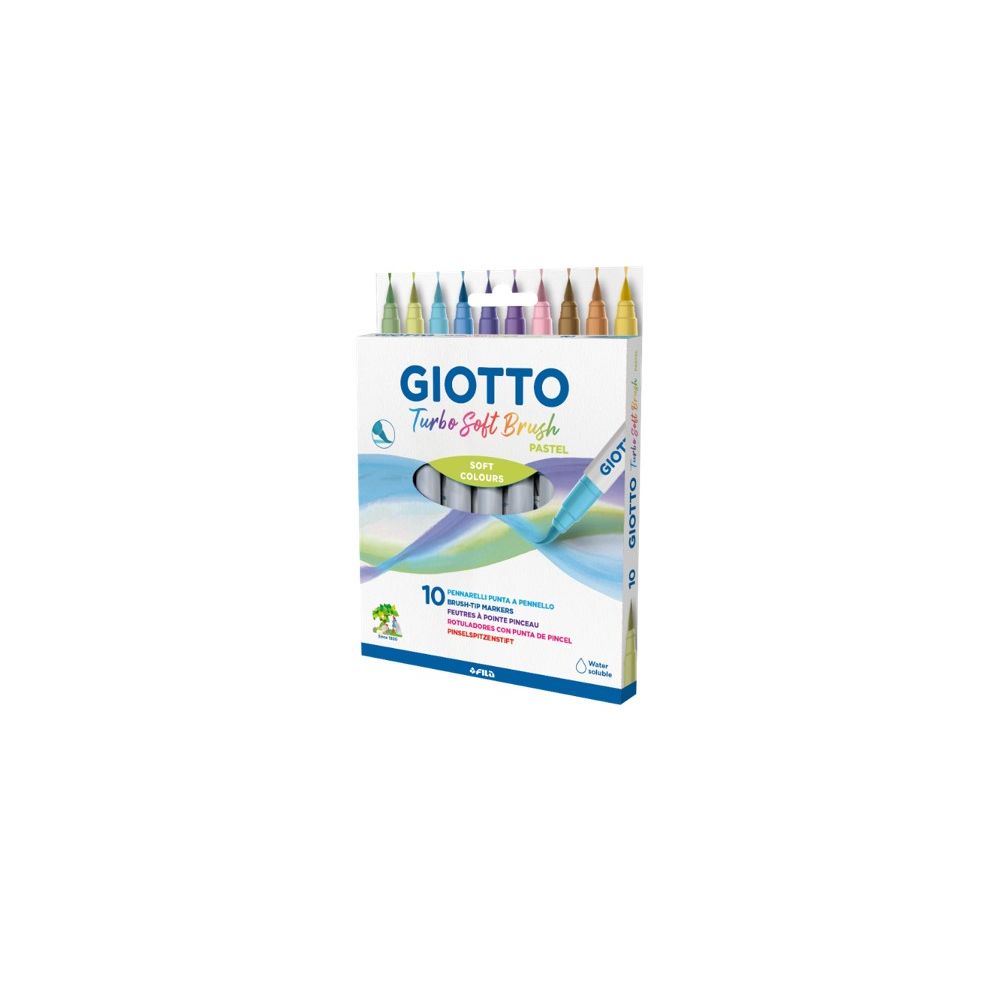 Акварелни маркери GIOTTO Turbo Soft Brush, връх тип четка, 10 пастелни цвята