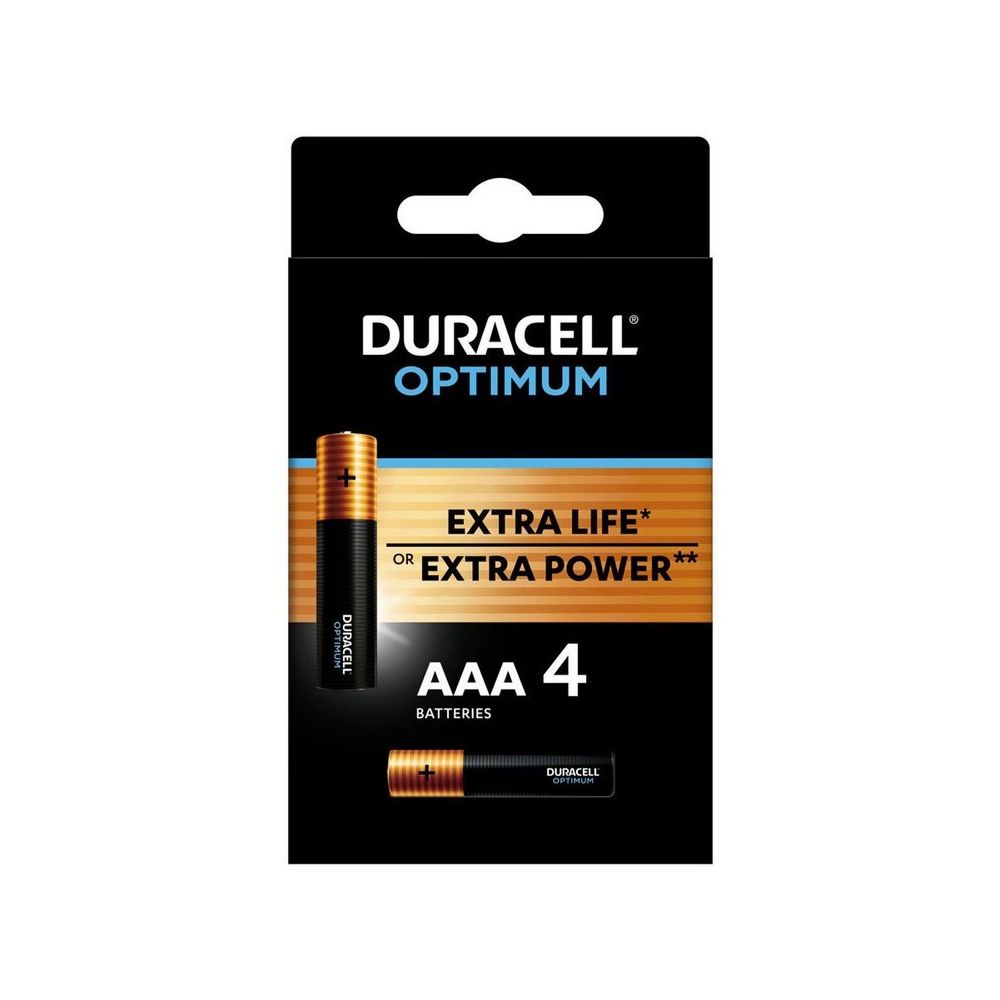 Алкална батерия Duracell Optimum AAA, LR03, 1.5 V, блистер 4 бр.