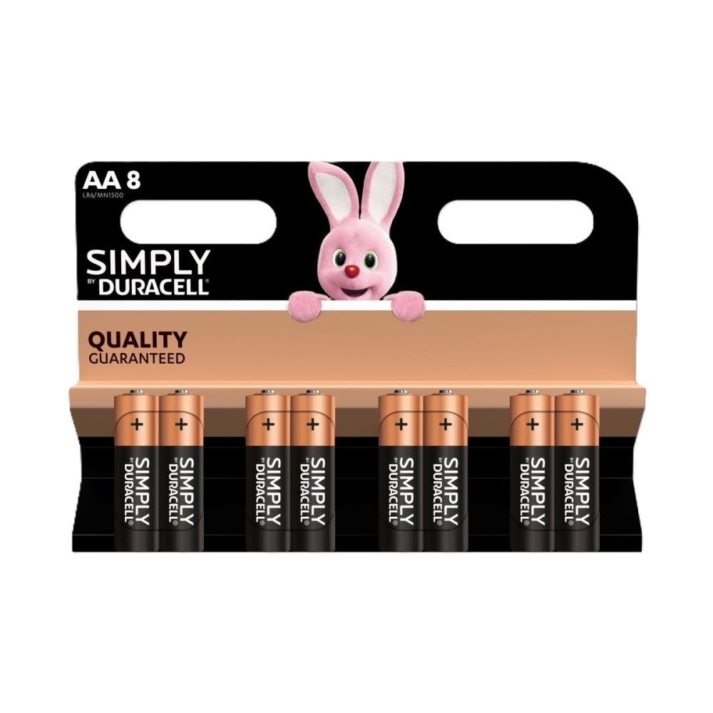 Алкална батерия Duracell Simply AA, LR6, 1.5 V, блистер 8 бр