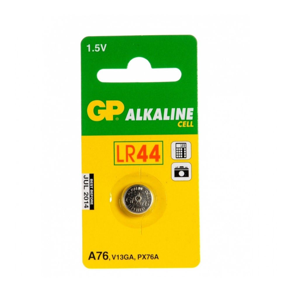 Алкална батерия GP, бутонна, GPА76, LR44, 1.5 V