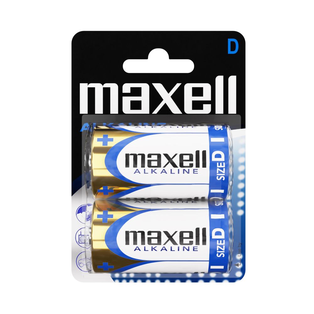 Алкална батерия Maxell D, LR20, 1.5 V, блистер 2 бр. Алкална батерия Maxell D, LR20, 1.5 V, блистер 2 бр.
