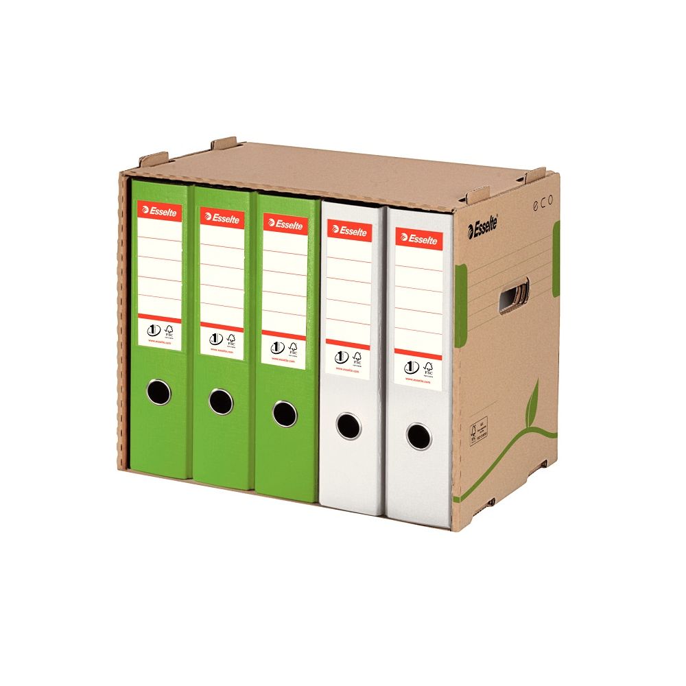 Архивен кашон Esselte Eco, 427х343х305 мм, странично отваряне, за класьори, рецикл. велпапе, кафяв