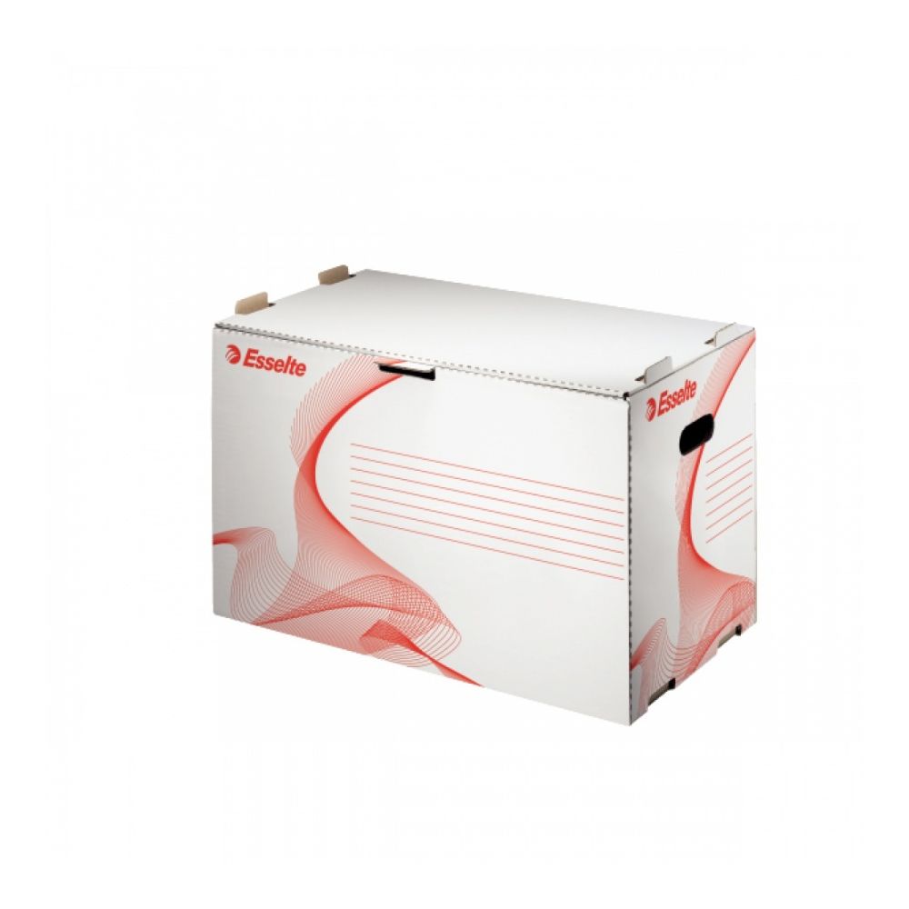 Архивен кашон Esselte Standard, 528х338х306 мм, странично отваряне, рециклирано велпапе, дръжки, бял