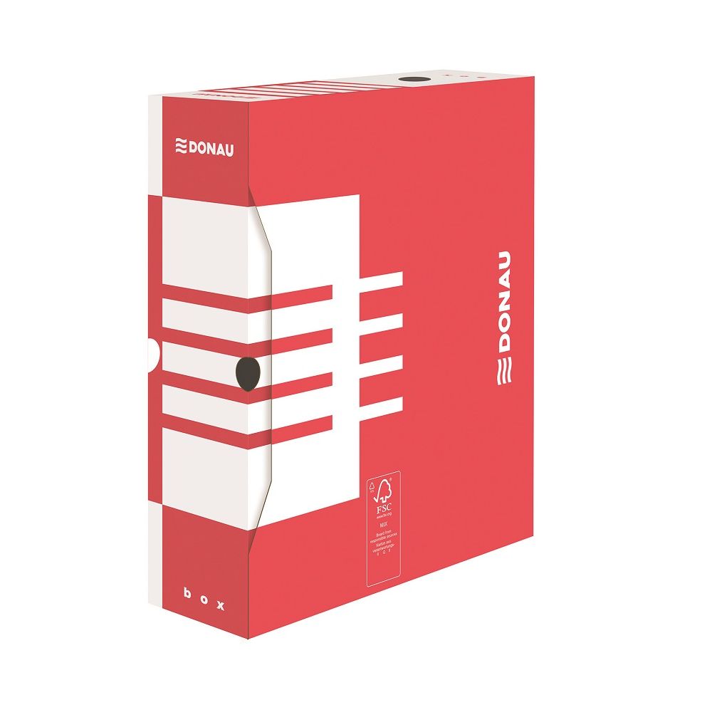 Архивна кутия DONAU, 340х297х100 мм, велпапе 390 г, червена