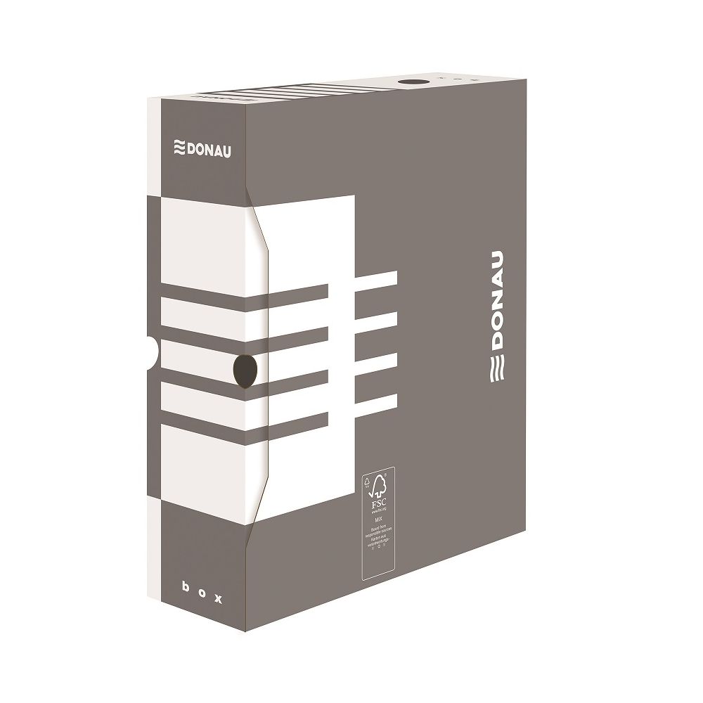 Архивна кутия DONAU, 340х297х100 мм, велпапе 390 г, сива