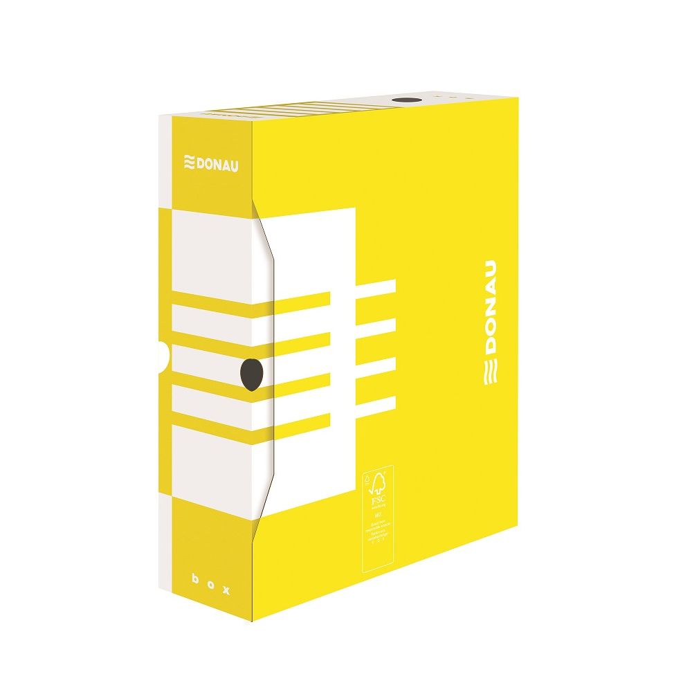 Архивна кутия DONAU, 340х297х100 мм, велпапе 390 г, жълта