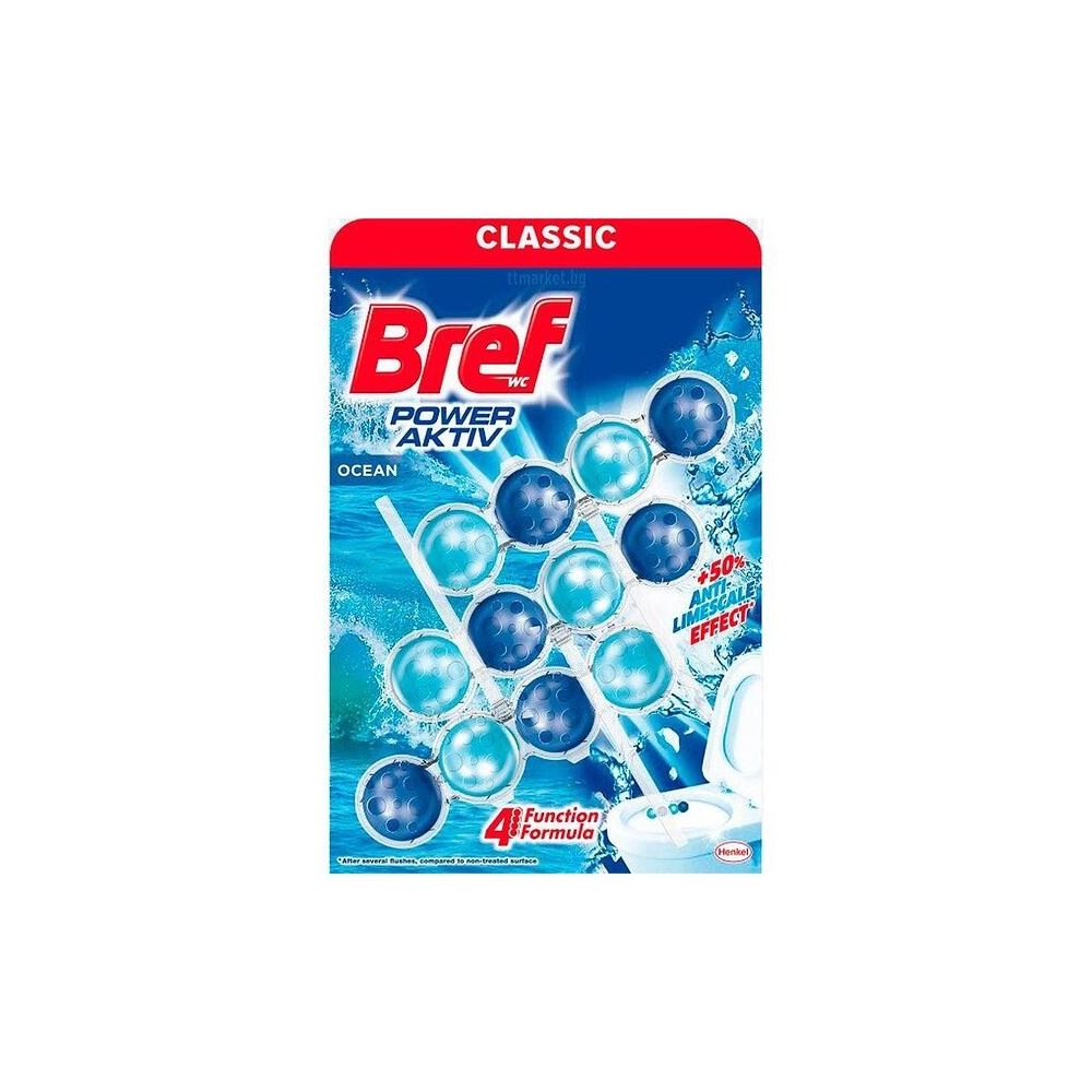 Ароматизатор за WC Bref Power Activ Ocean, топчета в кошница, 3бр.x50 г 
