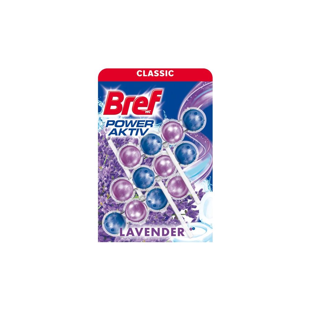Ароматизатор за WC Bref Power Aktiv Lavender, топчета в кошница, 3бр.x50 г 