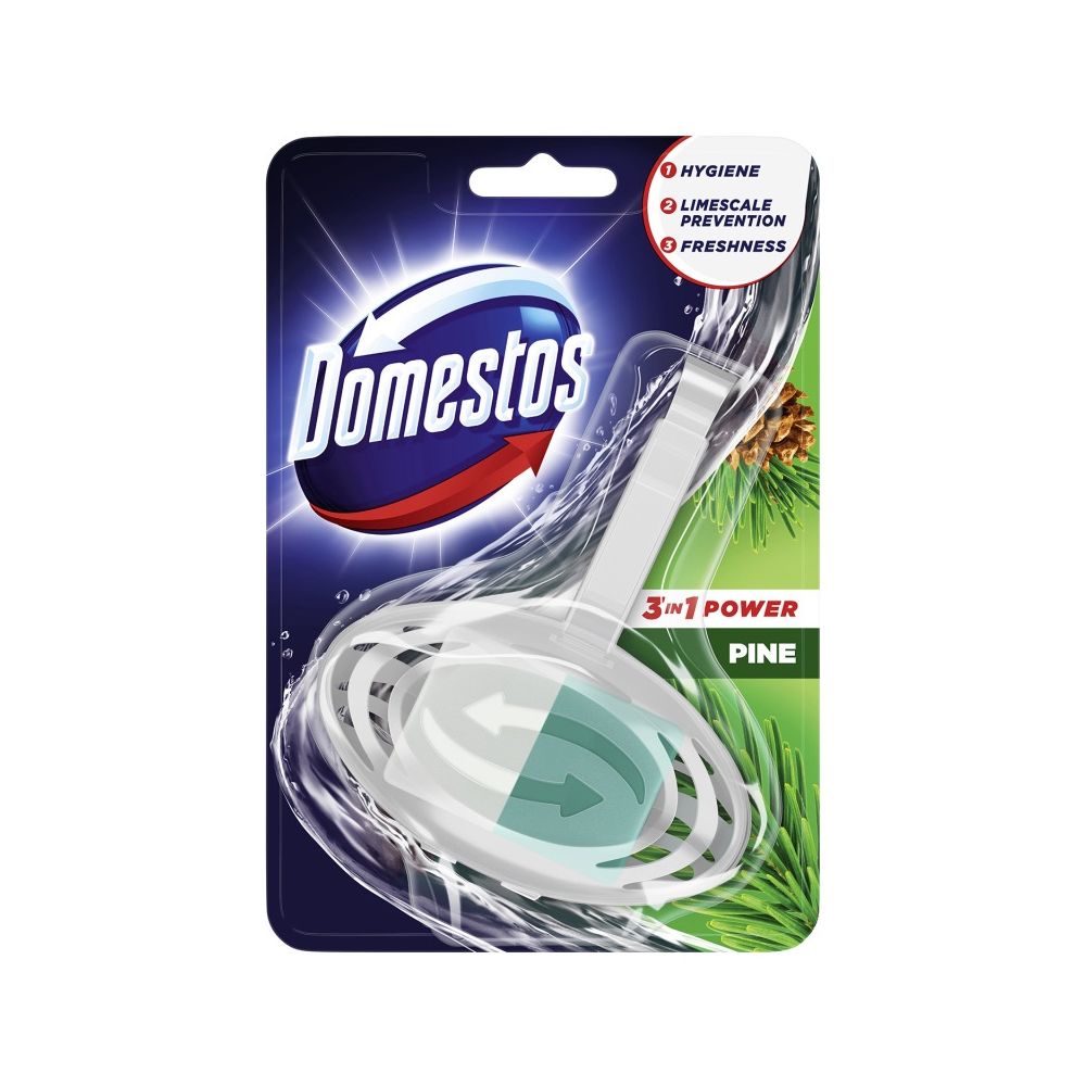 Ароматизатор за WC Domestos Diversey Pine, кошничка с блокче 3 в 1, 35 г