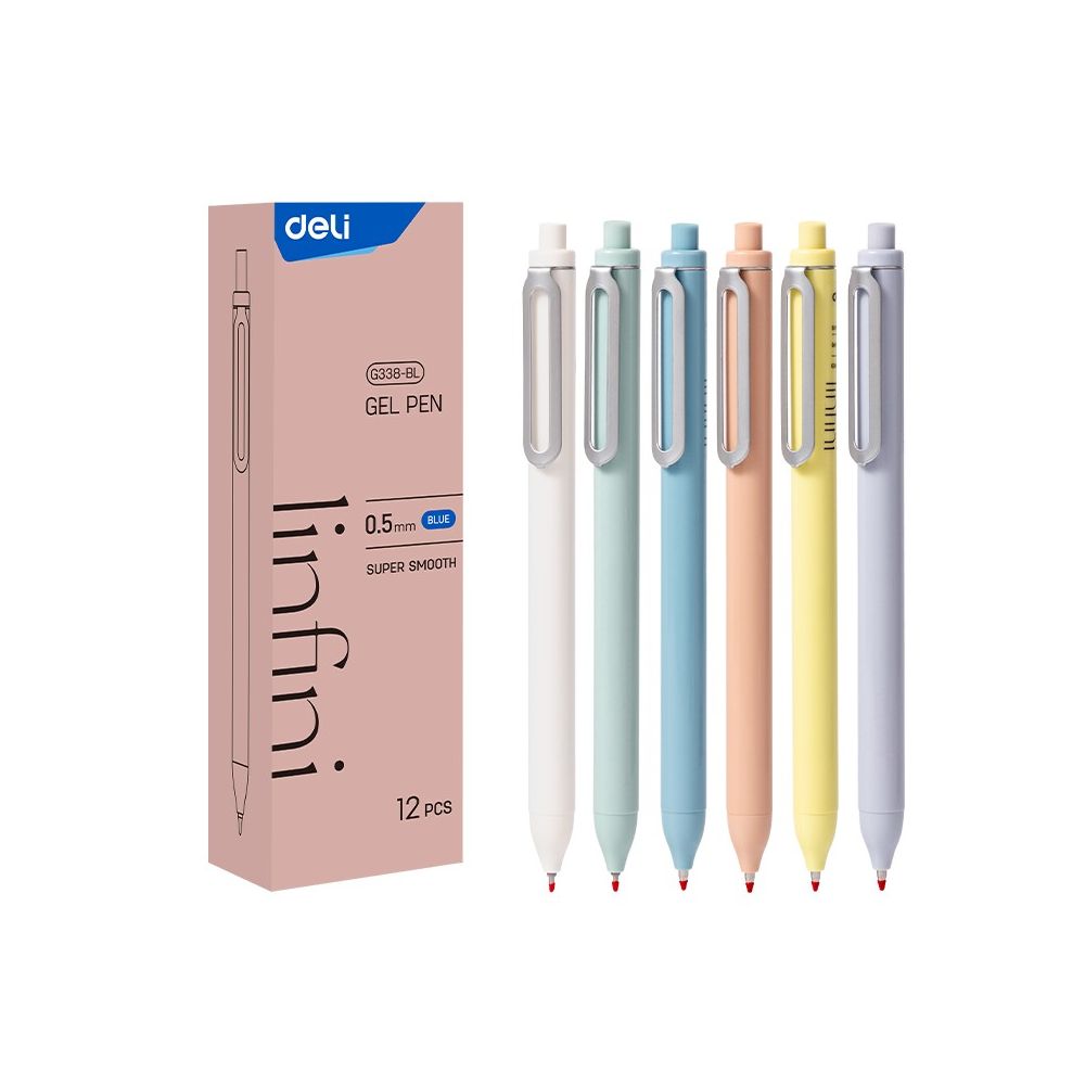 Автоматична гелова химикалка Deli Linfini EG338-BL, иглен връх 0.5 мм, синя