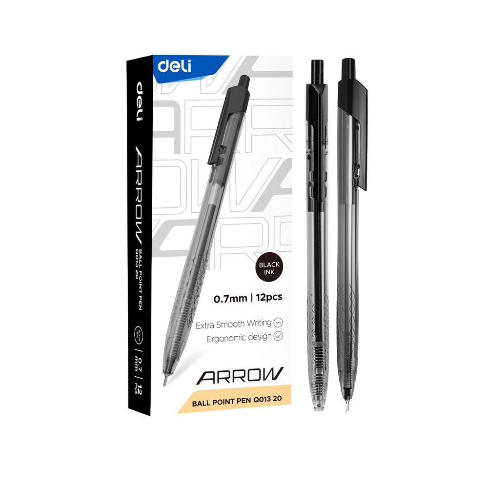 Автоматична химикалка Deli Arrow EQ01320, 0.7 мм, черна