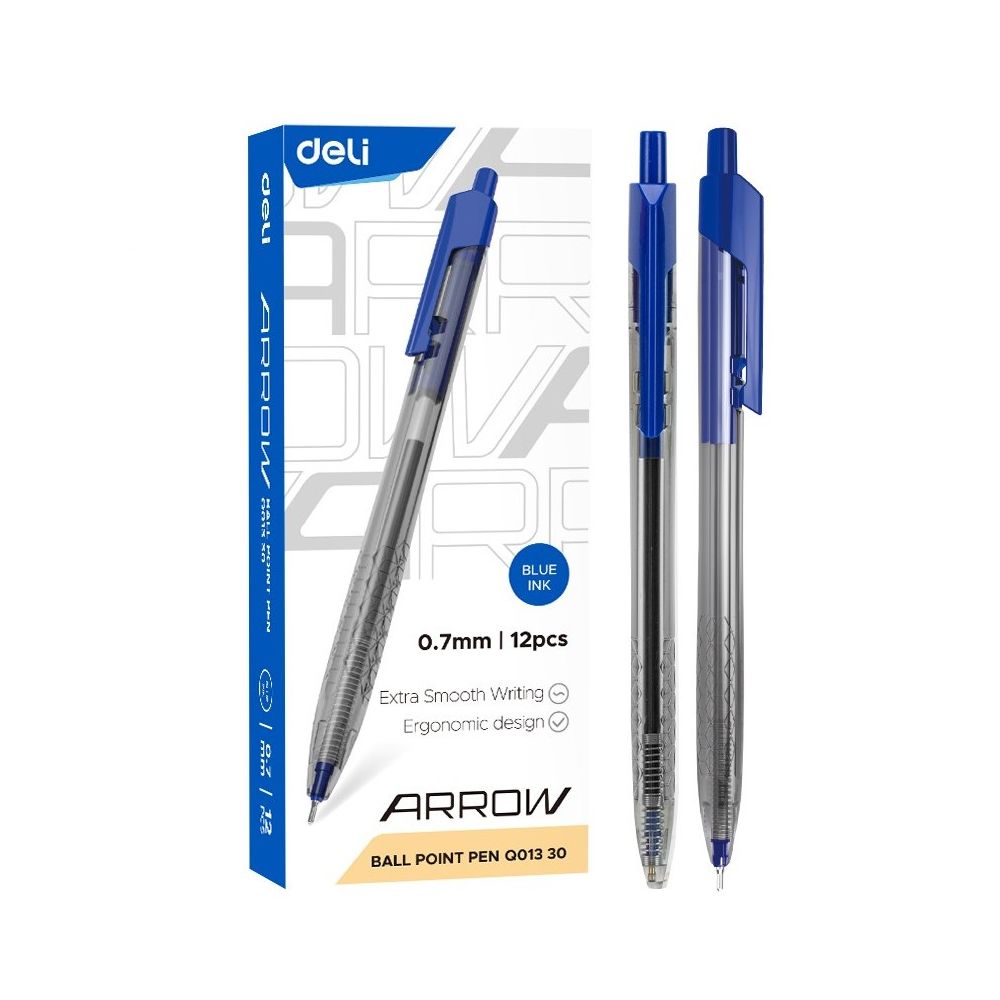 Автоматична химикалка Deli Arrow EQ01330, 0.7 мм, синя
