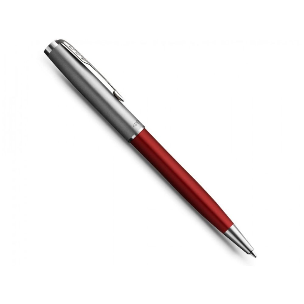 Автоматична химикалка PARKER Royal Sonnet Essential Red, стоманено тяло, хромиран клип, черна