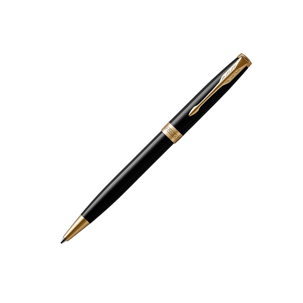 Автоматична химикалка PARKER Royal Sonnet Lacquer Black GT, месингово тяло, позлатен клип, черна