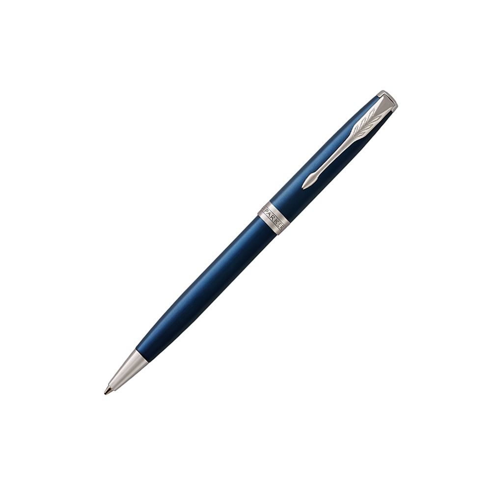 Автоматична химикалка PARKER Royal Sonnet Lacquer Blue CT, месингово тяло, хромиран клип, черна