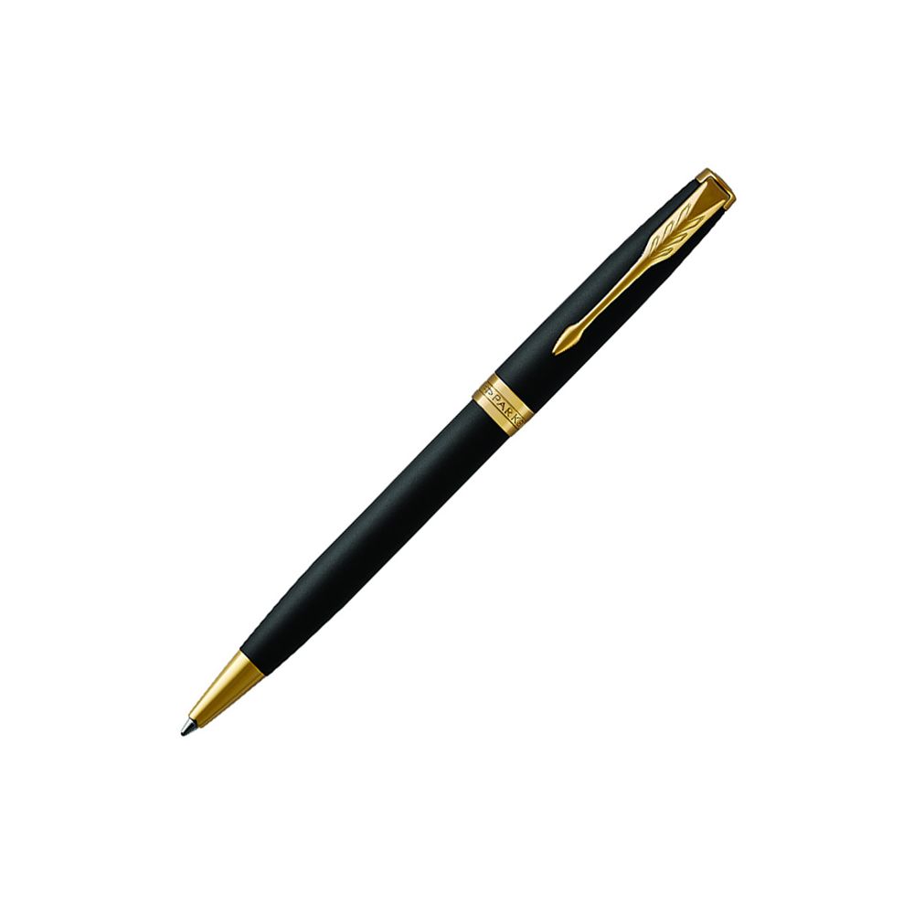 Автоматична химикалка PARKER Royal Sonnet Matte Black GT, месингово тяло, позлатен клип, черена