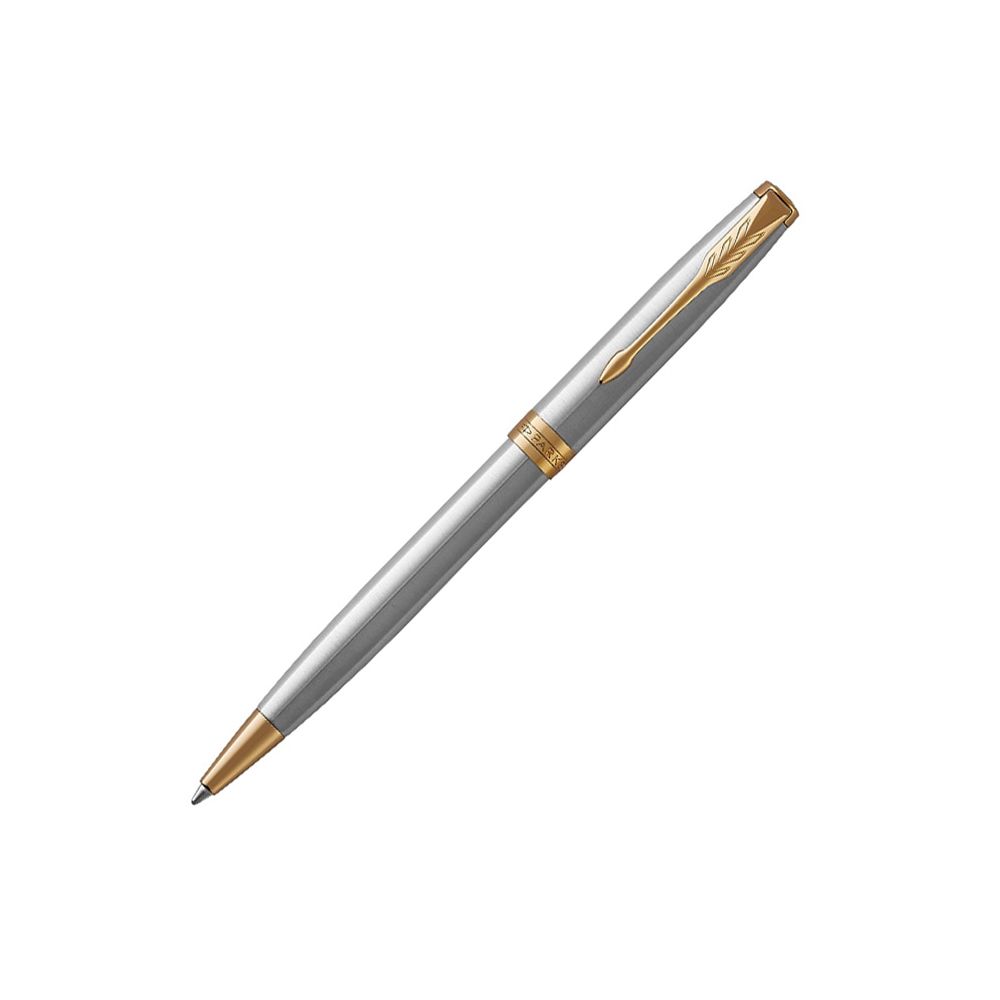 Автоматична химикалка PARKER Royal Sonnet St. Steel GТ, стоманено тяло, позлатен клип, черна