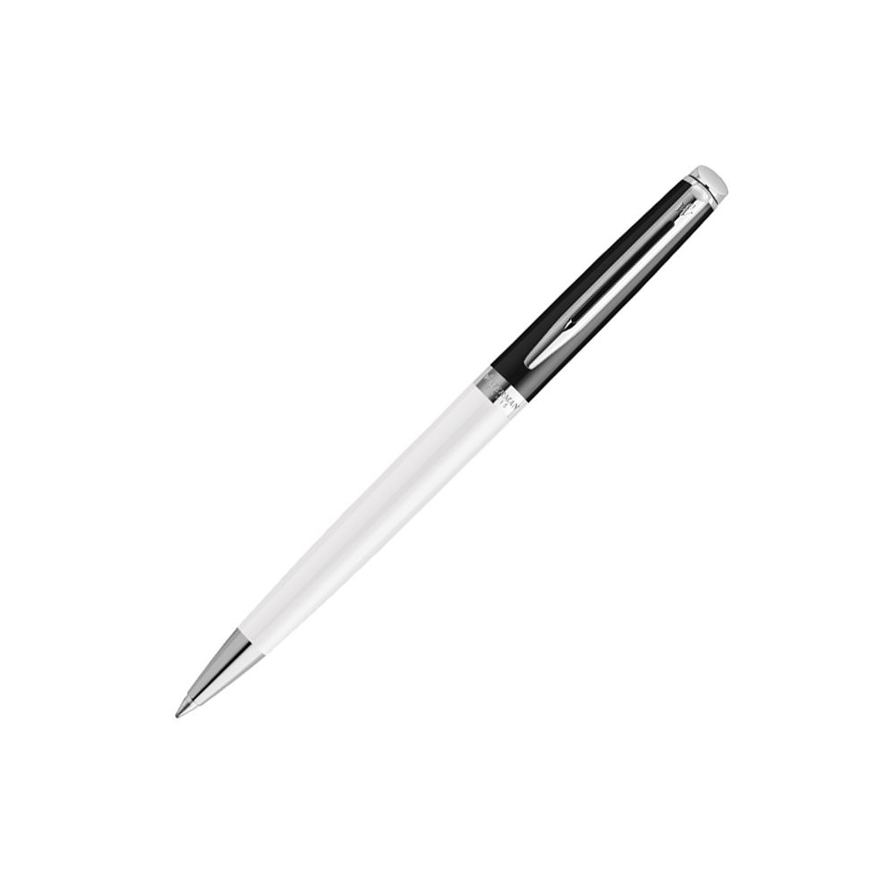 Автоматична химикалка Waterman Hemisphere Black White CT,стоманено тяло, хромиран клип, синя