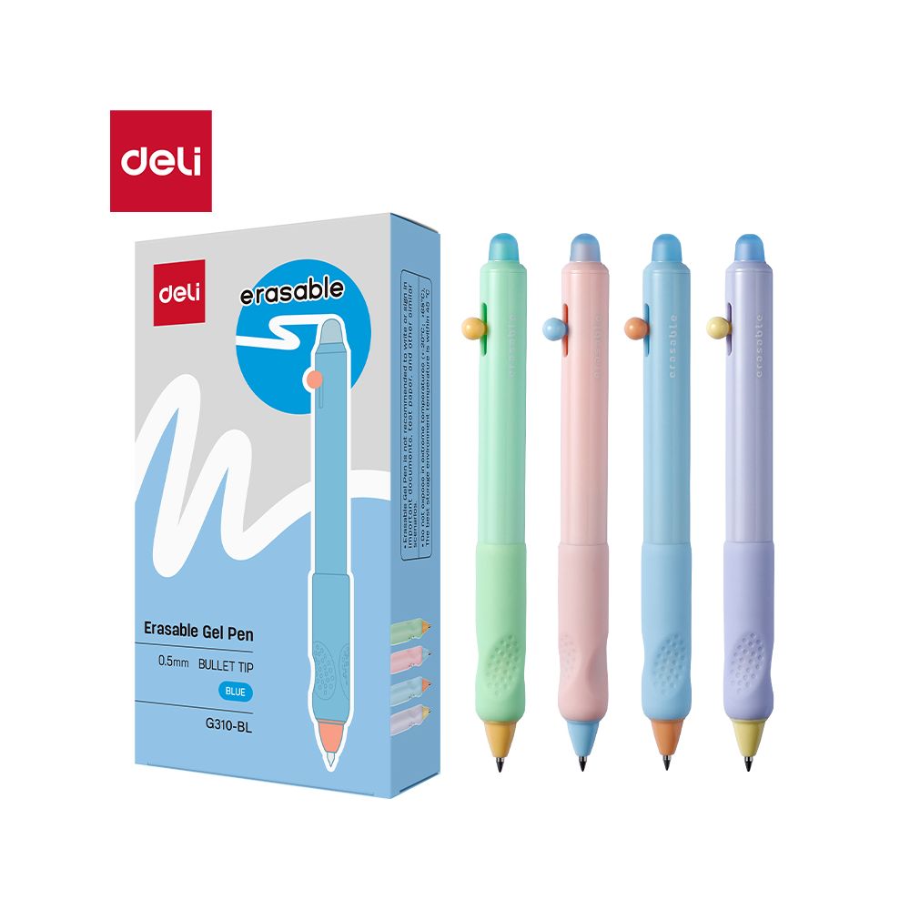 Автоматична изтриваема химикалка Deli erasable EG310-BL, с грип, 0.5 мм, синя