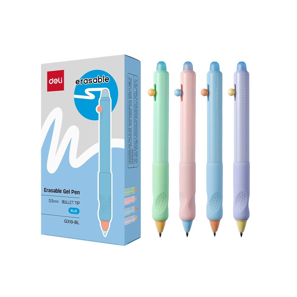 Автоматична изтриваема химикалка Deli erasable EG310-BL, с грип, 0.5 мм, синя Автоматична изтриваема химикалка Deli erasable EG310-BL, с грип, 0.5 мм, синя