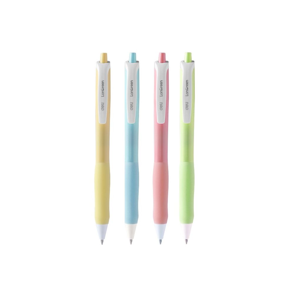 Автоматични гелови химикалки Deli LonGreen EG60E-BL, с грип, 0.5 мм, сини, 4 бр.