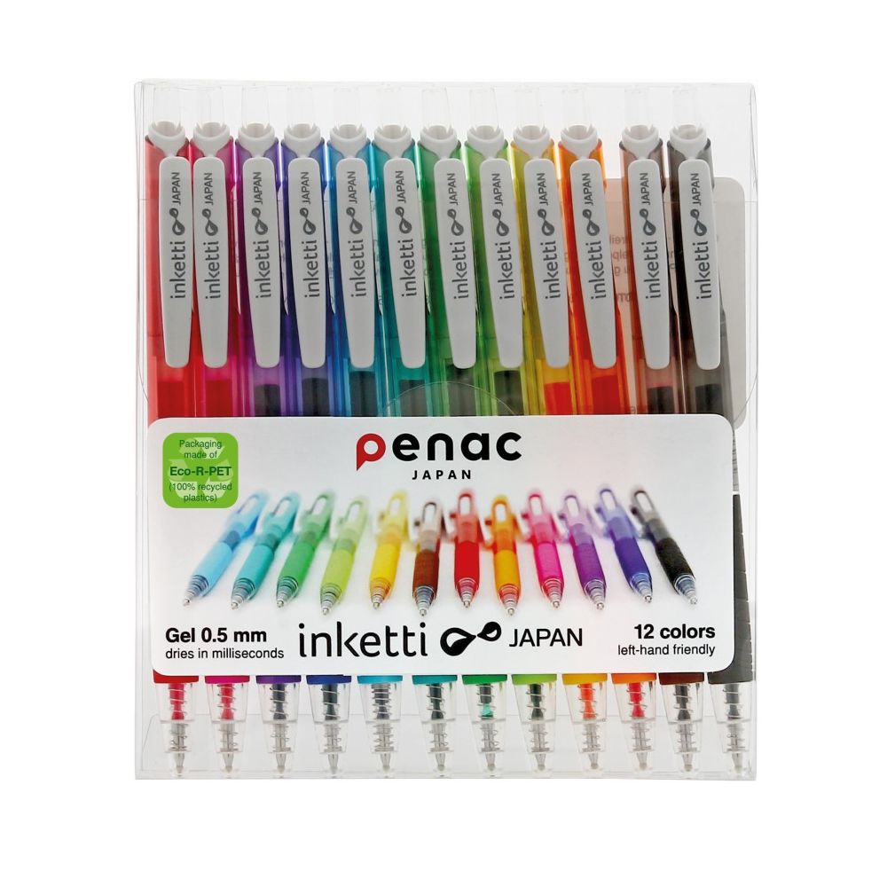 Автоматични гелови химикалки Penac inketti, с грип, 0.5 мм, 12 цвята