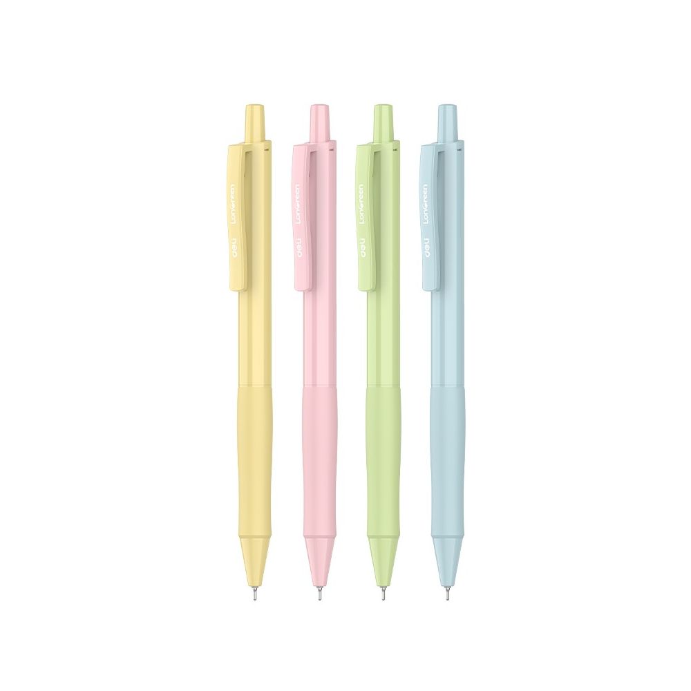 Автоматични химикалки Deli LonGreen EQ42E-BL, с грип, иглен връх 0.7 мм, сини, 4 бр.