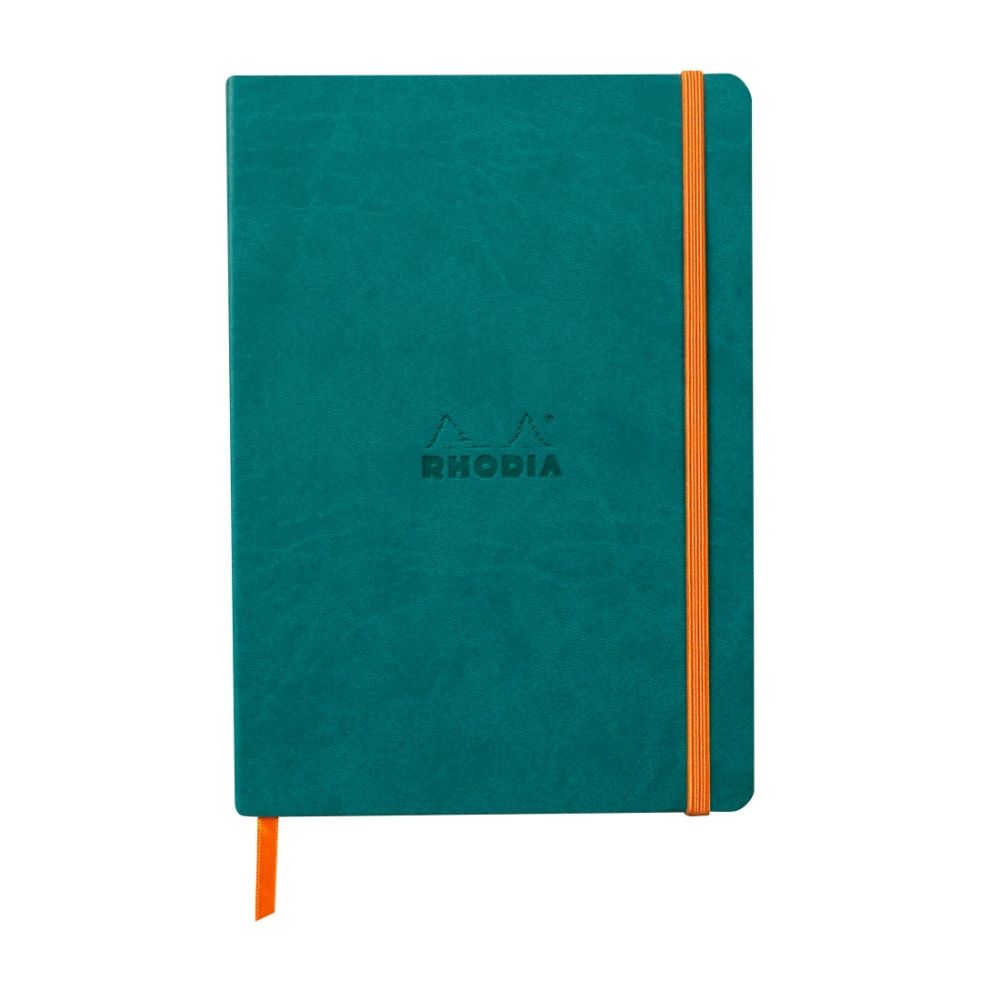 Бележник RHODIA Rhodiarama, A5, 80 л., редове, хартия шамоа 90 г, меки PU корици, пауновосин Бележник RHODIA Rhodiarama, A5, 80 л., редове, хартия шамоа 90 г, меки PU корици, пауновосин