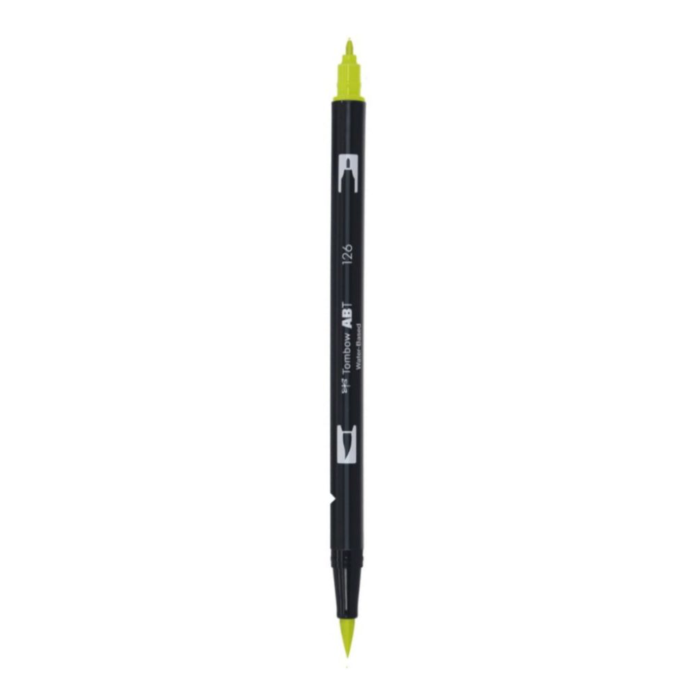 Aкварелен двувърх маркер Tombow ABT Dual Brush, четка 3.5 мм, връх 0.8 мм, 126 light olive