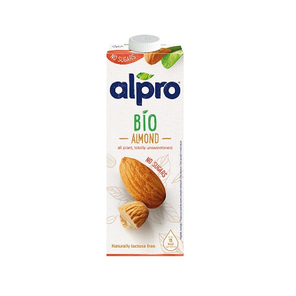 Бадемова напитка Alpro BIO Almond NO SUGARS, без лактоза, 100% растителна основа, UHT, 1 л